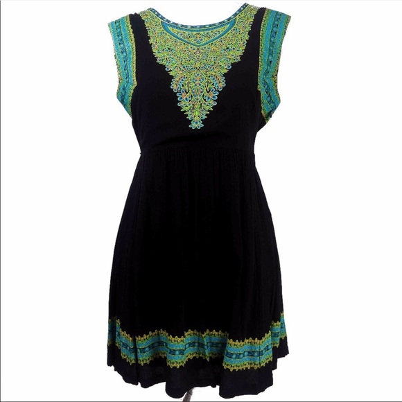 Free People Dress Black Filigree Paint Medium - Picture 1 of 10